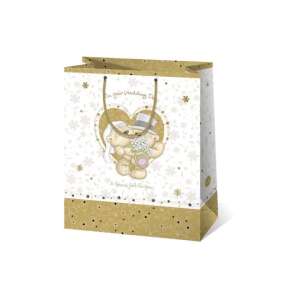 Große Geschenktüte für Hochzeiten mit Teddybären, 33x45x15cm - Geschenkverpackungen