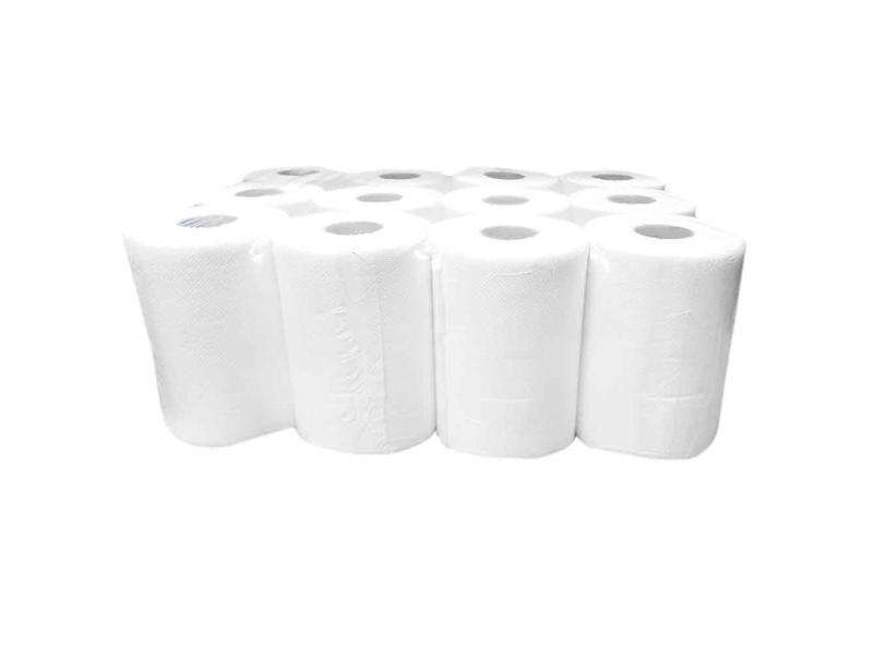 Prosop de mână cu role 14 cm, ?esut alb cu 2 straturi 12 role/pachet