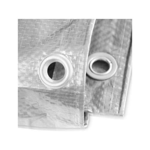 Strieborná plachta, detail očiek, 4x5 m, 120gr/nm