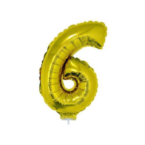 Zlatý balón s číslom 6, 42 cm, plnený héliom alebo vzduchom