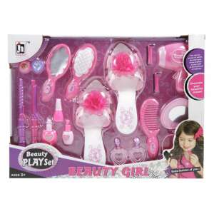 Beauty Playset 18 piece set for girls, includes hairbrush, hair dryer, makeup, nail polish, and more - Vanity Table, Makeup Set, Fragrance