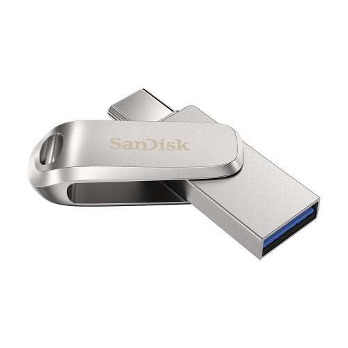 Sandisk 512GB Dual Drive Luxe USB 3.1 pendrive Type-C és USB A csatlakozókkal, ezüst