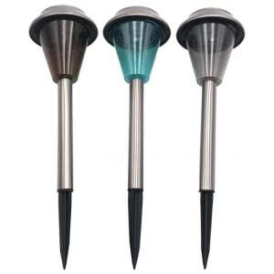 3 darabos MCT Deco napelemes LED kerti lámpa készlet, 11,5x40 cm, ezüst, barna és kék színben - Napelemes lámpa