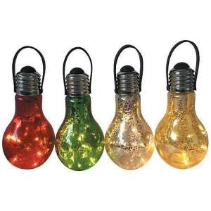 Set of 4 Stella LED light bulbs, decorative, hanging, 9x18 cm, battery operated - Outdoor Decorative Lamp