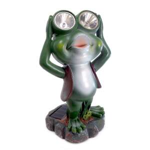 Слънчева градинска статуя на жаба с LED светлини в очите, 25 см височина - Слънчев фенер