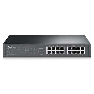 TP-Link TL-SG1016PE Switch Gigabit Ethernet PoE+ Smart Managed cu 16 porturi, vedere din față cu porturi și logo-ul TP-Link - TP-Link Switch-uri