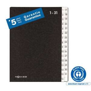 Pagna 24321 fekete bővíthető irattartó 24 rekeszes, 1-31 számozott, PP indexfülekkel, 5 év garanciával, Kék Angyal tanúsítvánnyal - Pagna