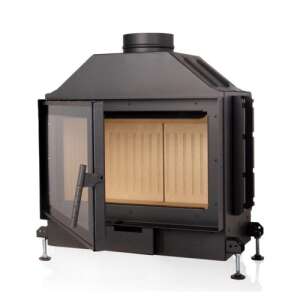 Камина A-Caminetti FLAT 80 Open Side, 12 kW, черна, врата с отваряне отстрани - Камина на дърва