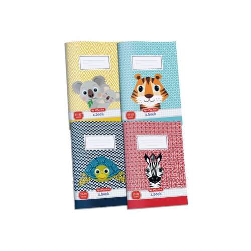 Herlitz Cute Animals A5 kockás füzet koala, tigris, teknős és zebra mintákkal - Herlitz