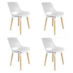 Skandináv stílusú székek, PP, fa, max 130 kg, fehér, 4 db-os készlet, 45x55x77 cm, Davis