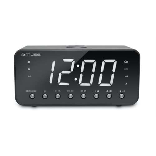 Muse M-192CR Radiowecker mit großem Display, schwarz, Vorderansicht