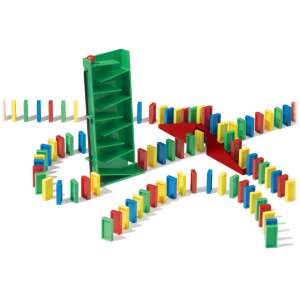 Domino Express Starter Lane, ein lustiges und spannendes Spiel für Kinder ab 6 Jahren mit einer 1,4 m langen Strecke und 60 Dominosteinen, mit einem grünen Turm und einer roten Rampe - Goliath