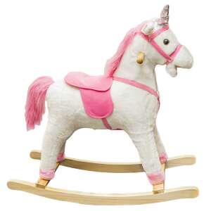 Roben Toys Unikornis hintaszék, white and pink rocking horse with sounds, plush, 68 cm high, requires batteries - Rocking horse & animal