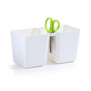 Prosperplast Twins Cube decorative double flower pot with scissors holder, white, 2.5L - Landscaping