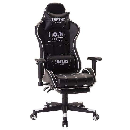 Artool infini no.16 gamer szék lábtartóval, fekete -fehér