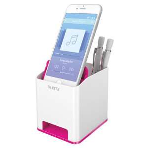 Leitz Wow pink and white desk organizer with phone holder - Office accessory