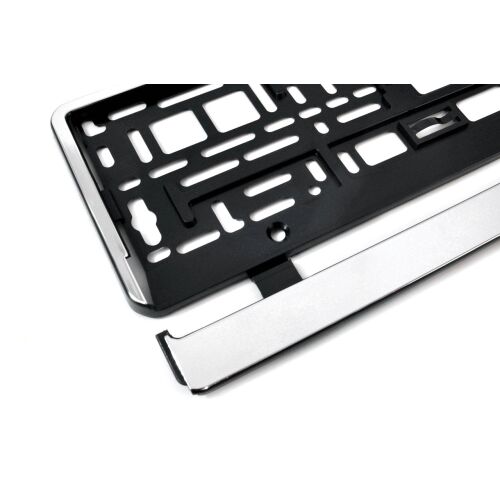 Amio Chrome License Plate Frame - Angled View