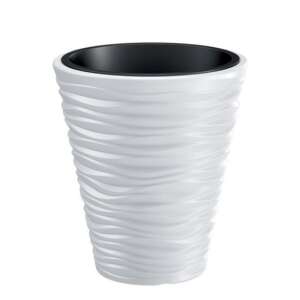 White round decorative flower pot with wavy design, 34.5x38.5 cm - Landscaping