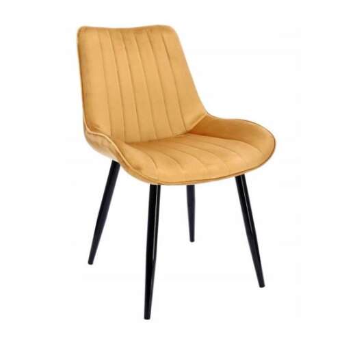 Skandináv stílusú szék, bársony, fém, mustársárga, 54x61x83 cm, Viva 75160462