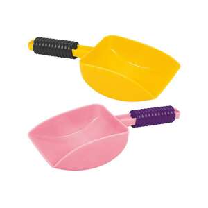 Sárga és rózsaszín műanyag homoklapát nyéllel, 20cm, LENA - Strandcikk