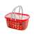 Red plastic shopping basket with pretend food for kids, grocery shopping playset