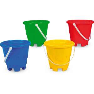 4 darabos színes műanyag homokvár vödör szett, fogantyúkkal, tökéletes homokvárak építéséhez a strandon vagy a homokozóban - Androni