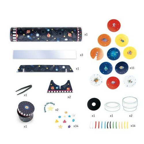 Djeco DIY Űrkálioszkóp alkatrészei, DIY káliodeszkóp elemek - Játék