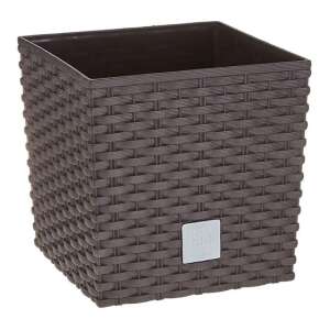 Virágcserép, Prosperplast, Rato Low, szögletes, 6,8 L, rattan utánzat, barna, 20x20x20,2 cm, 20x20x20,2 cm
