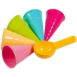 Színes fagyi tölcsérek és kanál, 6 darabos homokozó szett, homokozó játékok gyerekeknek - Androni