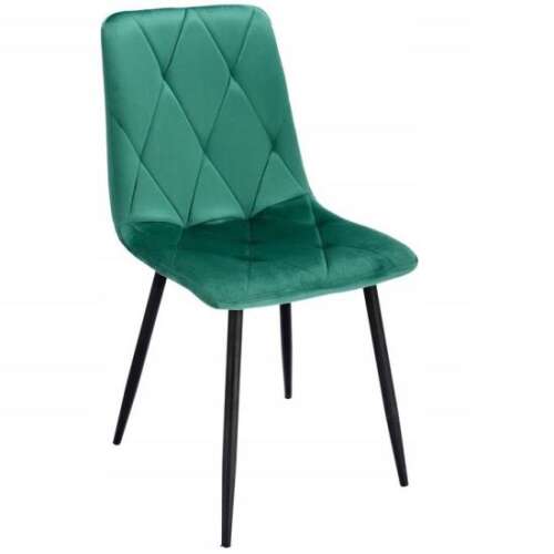 Skandináv stílusú szék, steppelt, bársony, fém, zöld, 44x52x89 cm, Piado 55842369