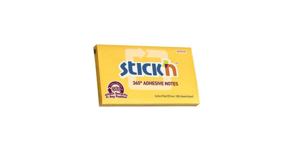 StickN 360° 76x127mm 100 листа оранжева лепяща се подложка 85009063