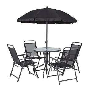 Kerti bútor szett (asztal, 4 szék, napernyő) Leticia Gray 75162950 