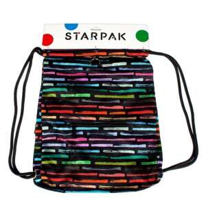 STARPAK Art Stripes Sporttasche, schwarz mit bunten Streifen, Kordelzugverschluss, perfekt für Fitnessstudio, Schule oder Reisen - Koffer & Taschen