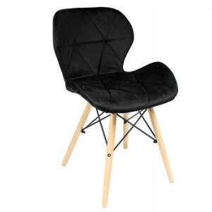 Scandinavian Style Velvet Chair, Black and Natural, 46x50x73 cm, Velvet