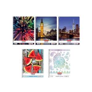 Caiet spiralat Herlitz s.book A4 cu 5 modele diferite, inclusiv peisaje urbane, pepene verde și un elefant - Herlitz Caiete