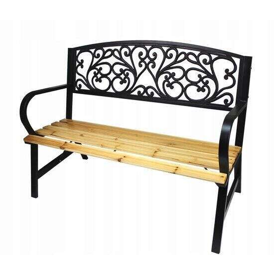 E-shop Záhradná lavica s kovovým operadlom, Adela -120x56x87 cm