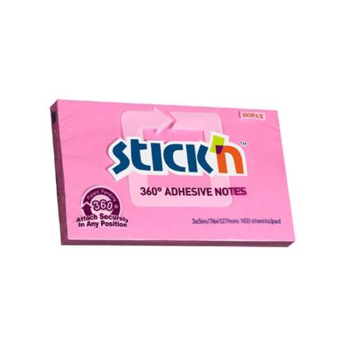 Stick'n 360° Adhesive Notes, pink, 100 sheets