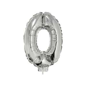 Silberne Nummer 0 Ballon, 42 cm, für Geburtstagsfeiern und andere Anlässe - Luftballons
