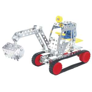 Stainless steel construction toy excavator, 93 pieces, Work World brand - Metal building toy