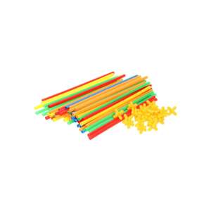 Set de construcție din plastic DIY, 300 piese, paie colorate și conectori - Jocuri de constructie - Lego
