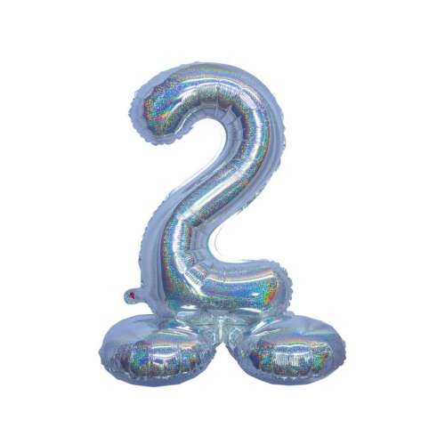 Silver holographic number 2 balloon