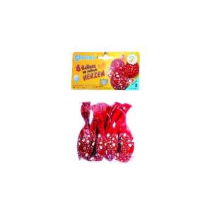 8 red balloons with white heart print, Globos brand, party supplies - Balloon