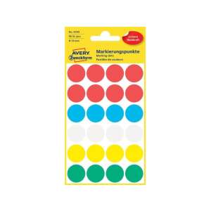 Avery Zweckform 3089 18 mm selbstklebende Markierungspunkte in verschiedenen Farben, 96 Punkte - Avery