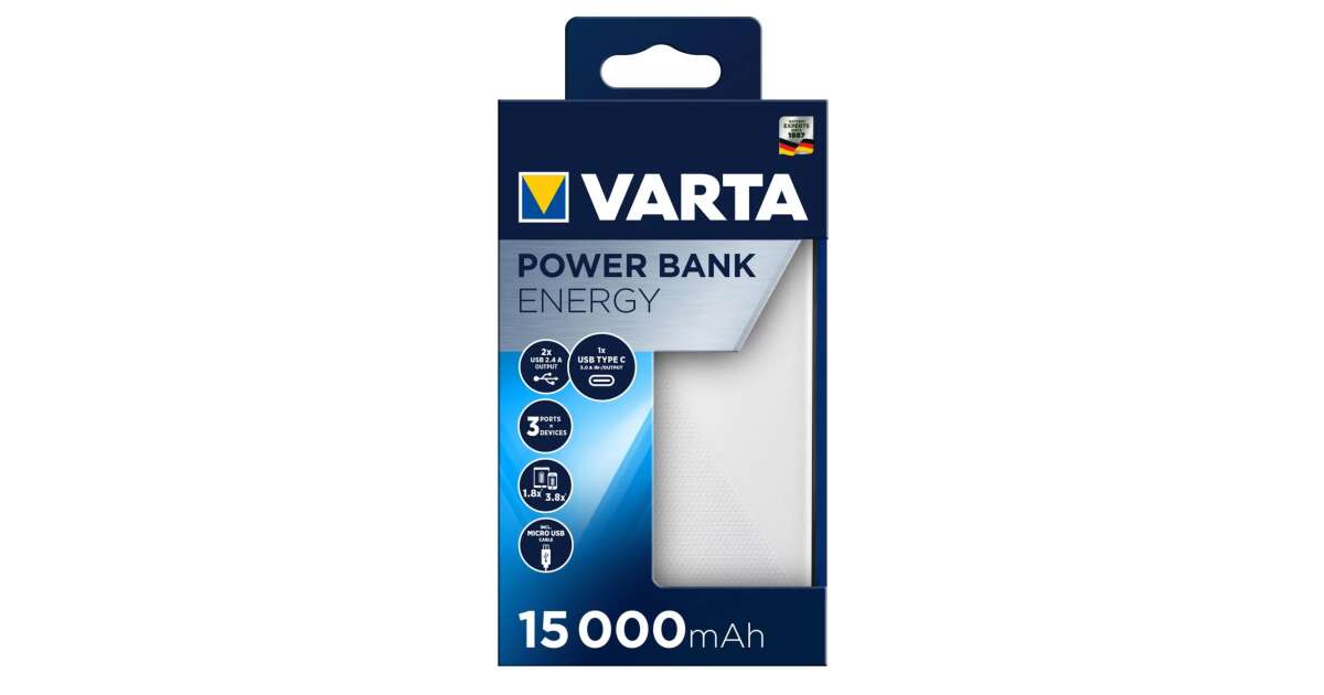 Buy Varta Power Bank Energy 15000 Power bank 15000 mAh LiPo USB-C®  White/black