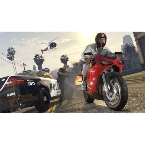 Grand Theft Auto V Xbox Series X: High-speed motorcycle chase with police