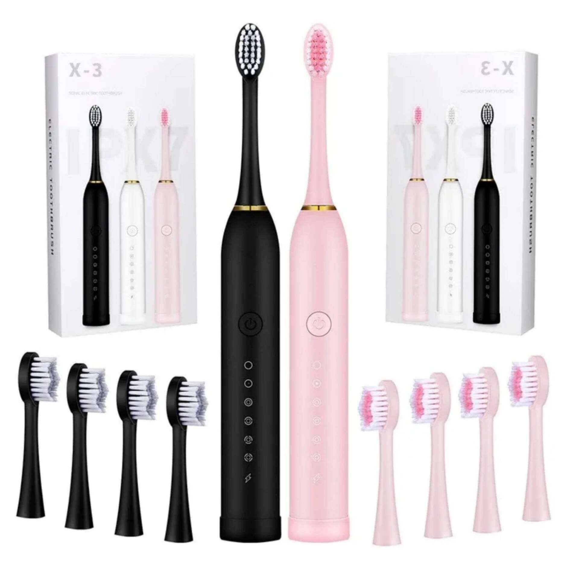 elektromos fogkefe (sonic) 4 db cserekefefejjel _rózsaszín 
