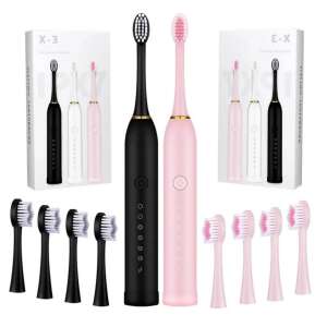 elektromos fogkefe (sonic) 4 db cserekefefejjel _rózsaszín 