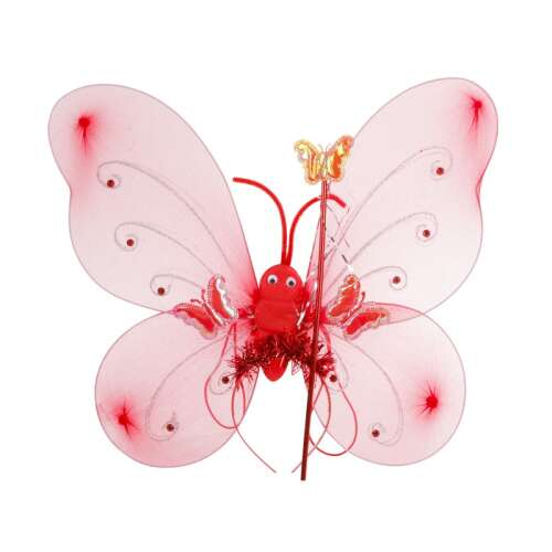 Pink butterfly wings with wand and headband, fairy costume accessory