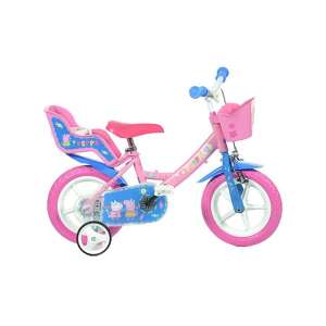 Peppa Pig 12 Zoll rosa Fahrrad mit Stützrädern, Korb und Puppen-Sitz - Fahrrad für Kinder