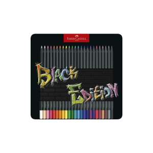Creioane colorate Faber-Castell Black Edition, 24 culori, lemn negru, cutie metalică - Faber-Castell Creioane colorate